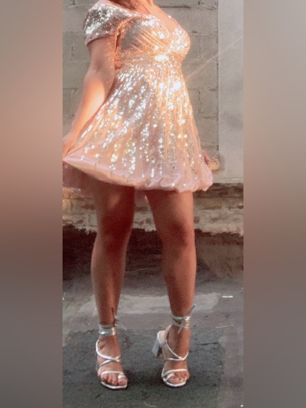 COLORS Women’s Sequin-Embellished Blush Pink dress siz M/L based  on measurement